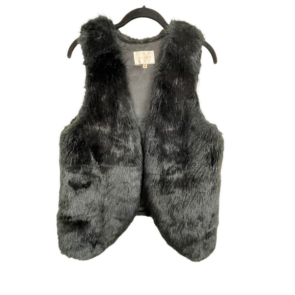 Skies are‎ Blue Size S Faux Fur Black Open Vest